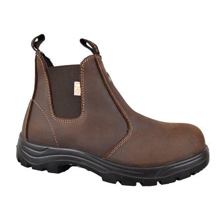 Brown Tiger Men's Safety Boots Steel Toe CSA Lightweight Slip On Leather Work Boots - 5925