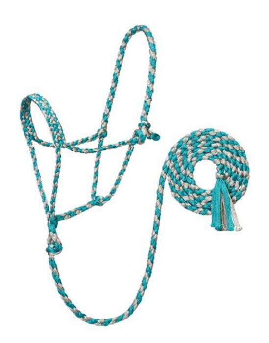 Mule Tape Halter with 10' Lead - Turquoise
