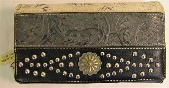 Montana West Grey and White Embossed Wallet