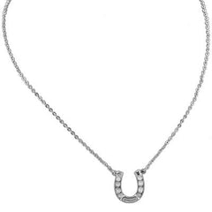 Exselle Equestrian Jewelry - Horseshoe with Rhinestones Necklace - Gold or Platinum