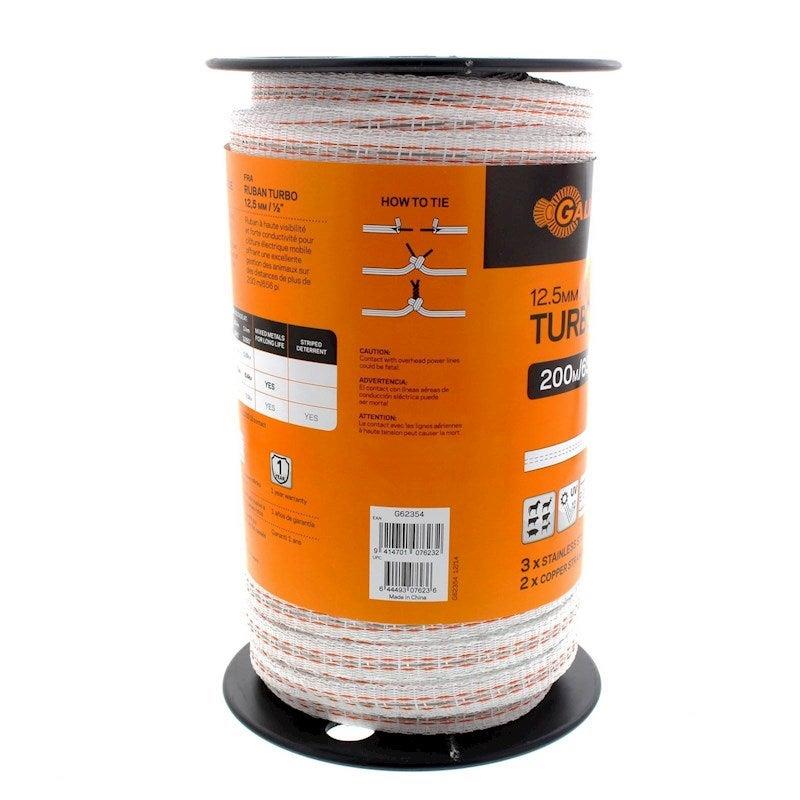 Gallagher - 12.5mm Turbo Tape - White With Orange Strands - 200M / 656FT