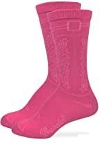 Wrangler Crew Socks - Western Cowgirl Boot Socks - Pink - Women's Shoe Size 6-9
