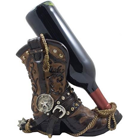 Abancourt Western Texas Star Cowboy Boot Wine Holder