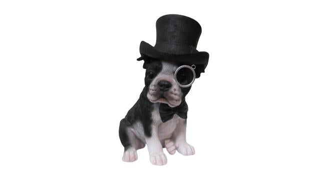 Boston Terrier with Top Hat Statue