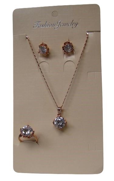 Rose Gold Fashion Jewelry - Necklace, Earrings, Ring Set