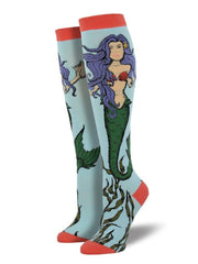 Socksmith - Ladies Knee High Socks - Air Blue Mermaid Sock