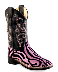 Toddler's Western Pink and Black Zebra Boots