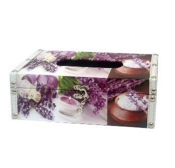 Leatherette Tissue Box lavender Motif