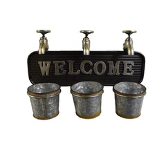 Rustic Taps & Pails Welcome Planter