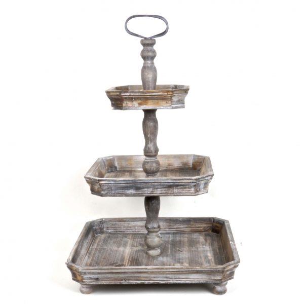 Wood and Metal Three Tier Tray