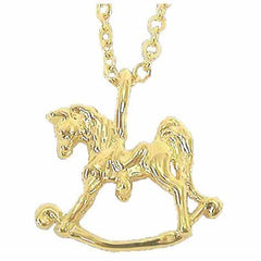 Exselle Equestrian Jewelry - Rocking Horse Pendant Necklace - Platinum or Gold