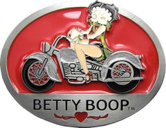Liscensed Betty Boop On Motorcycle Belt Buckle