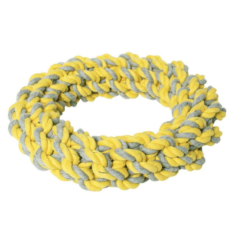Be One Breed - Rope Ring Dog Toy - Yellow & Grey