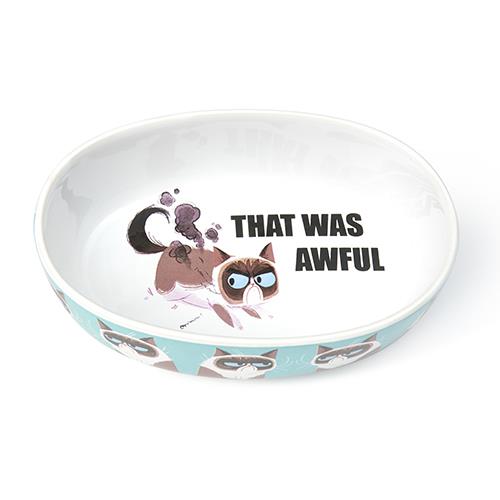 Petrageous - Grumpy Cat - THIS IS AWFUL - 7" Oval Bowl - Blue - 2 cups - Cat Dish