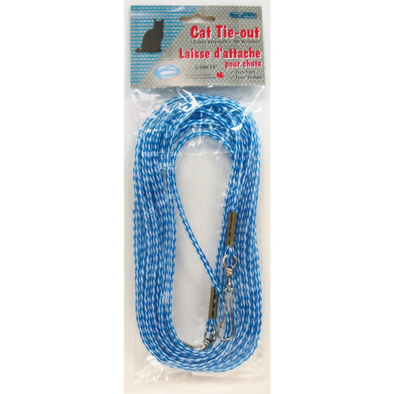 Burgham - Cat Tie-Out - Blue or Red - 10', 15', or 20'