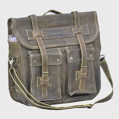 Brown Leather Satchel - Distressed
