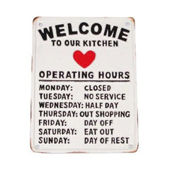 Welcome To Our Kitchen - Plaque - Metal Sign