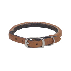CircleT - Round Leather Dog Collar - Tan