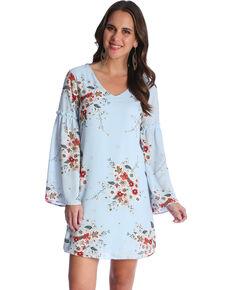 Wrangler - Robin Blue Floral Dress with Bell Sleeves