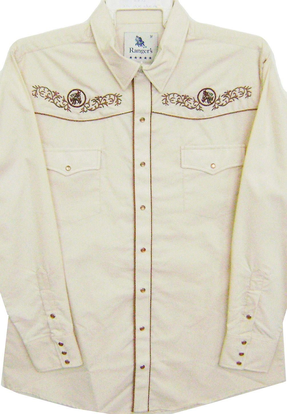 Embroidered Beige Western Shirt, Little Bit Western