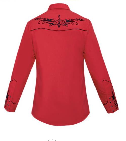 Ranger's Men's Long Sleeve Western Button-up Shirt - Red/Black