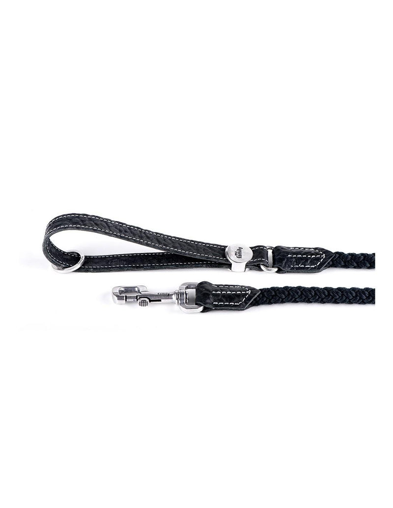 El Paso Leash - Black Leather And Braided Cord Leash