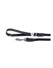 El Paso Leash - Black Leather And Braided Cord Leash
