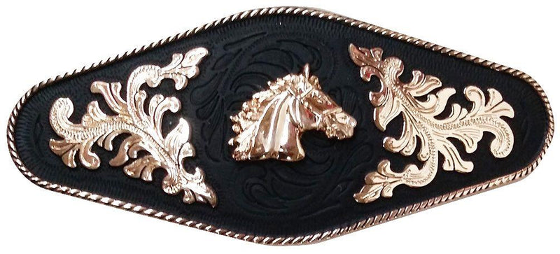 Metal Alloy Trophy Belt Buckle - Horse Head on Black