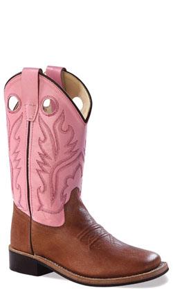 OId West - Brown & Pink Leather Cowboy Boots