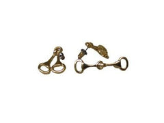 Snaffle Bit Jewelry Set - Stud Earrings and Brooch - Gold Plated
