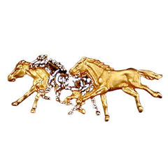 Exselle Equestrian Jewelry - 3 Running Horses Stock Pin - Gold