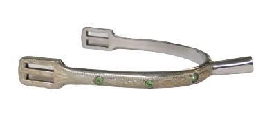 Silver Engraved Jewel Spurs - Green