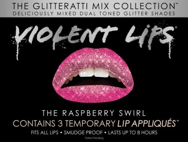 Violent Lips - Raspberry Swirl - Glitteratti Mix Collection - Temporary Lip Appliques