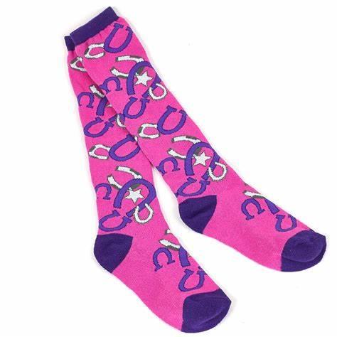 Awst Int'l - Knee High Socks - Pink Horsehoes - Ladies' Sock