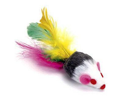 Rascals Fur Mouse With Feathers - Cat Toy