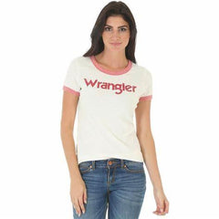 Wrangler Women's White And Ringer T-Shirt - Size XL Only