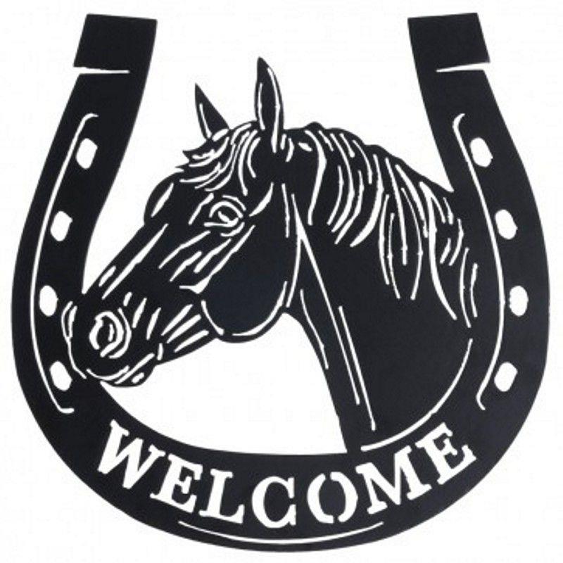 Horse in Horseshoe - Metal - Welcome Sign