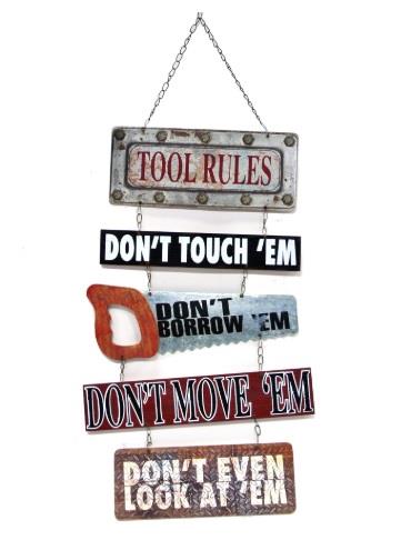 Tool Rules Hanging Tin Sign