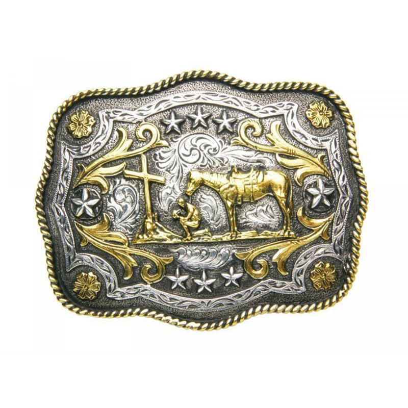 Andwest - Scalloped Praying Cowboy Belt Buckle