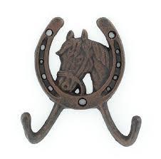 Cast Iron Horseshoe And Star Coat Hook Brown