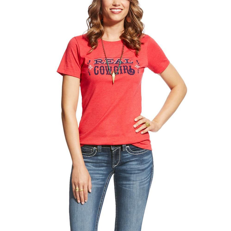 Ariat Ladies Real Cowgirl Tee - Red - XL Only